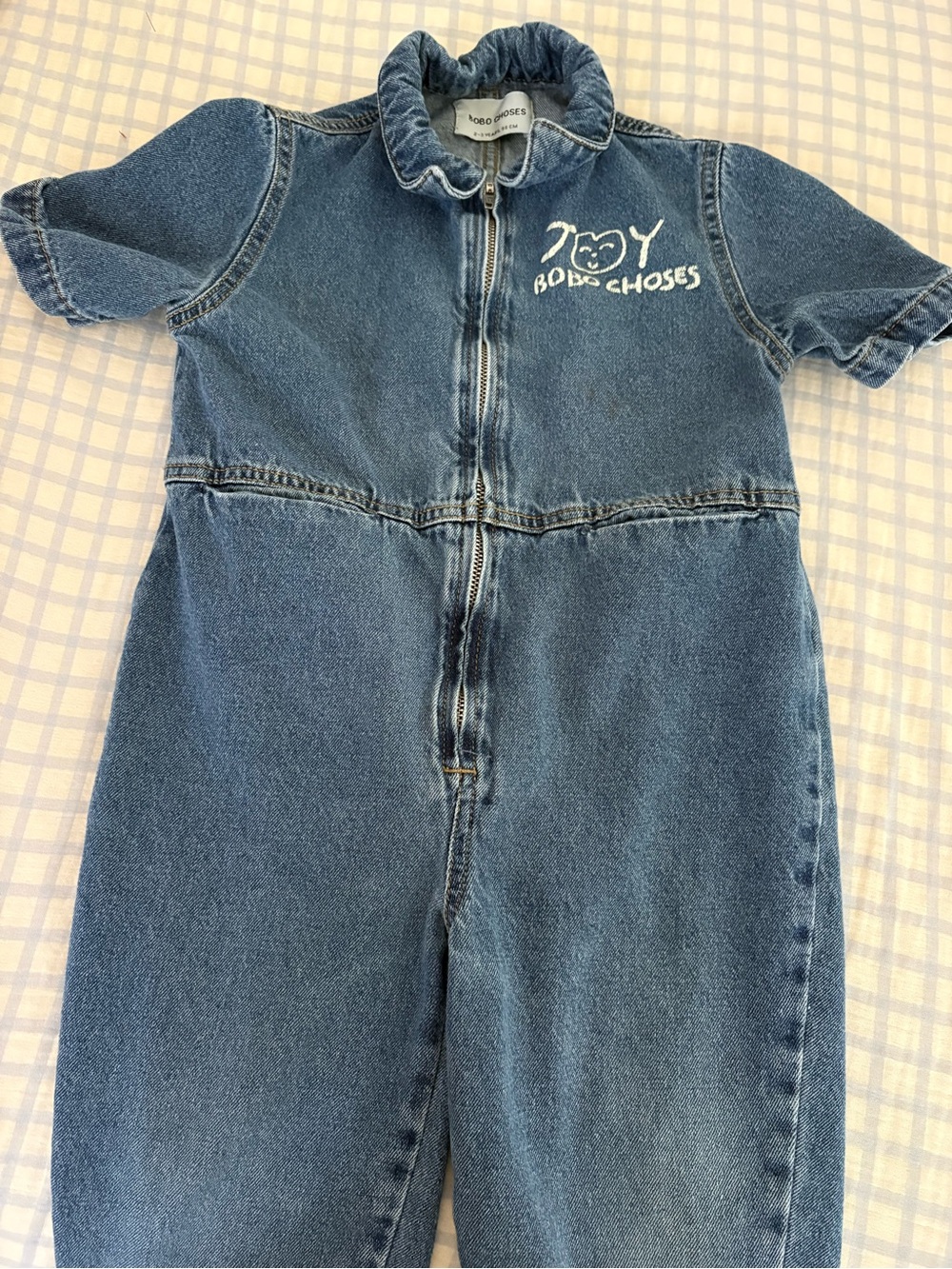 Bobo Choses Denim Short-Sleeve Kids Jumpsuit